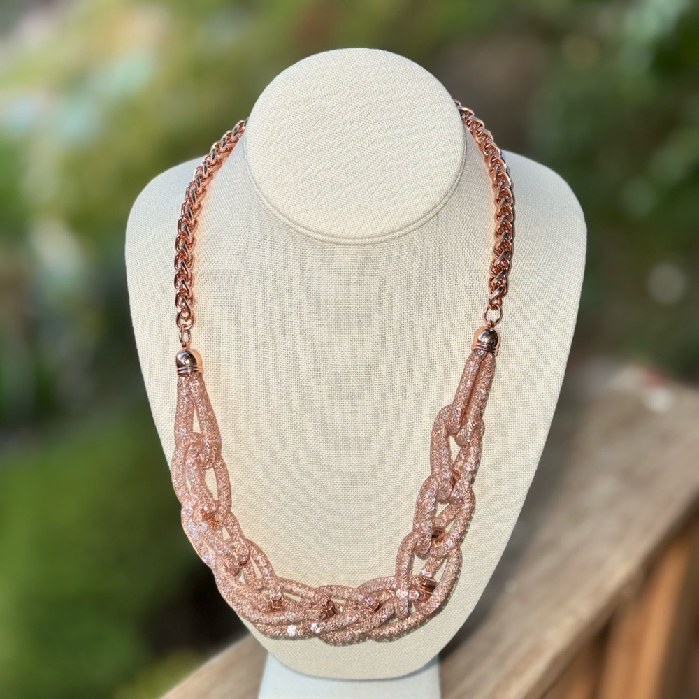 MFC Rose Gold Mesh Link Statement Necklace – Modern Glam Style
